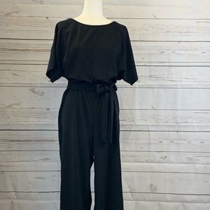 Black women’s jumpsuit loose fit romper w/ belt